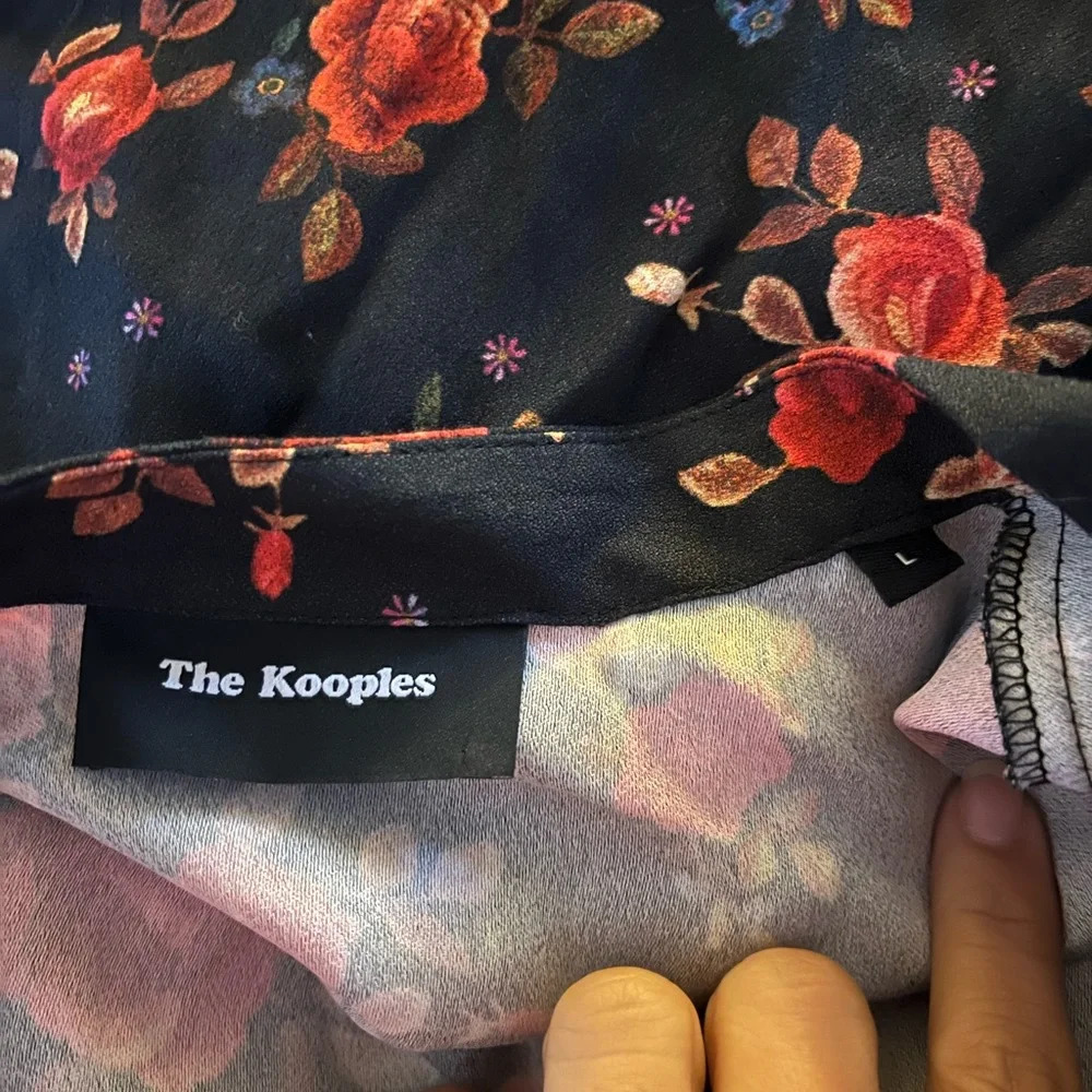The Kooples Rose Floral Pleated Dress Skull And Crossbones Buttondown Dress - Picture 6 of 7